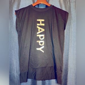 NWOT Black 'Happy' Women’s Shirt